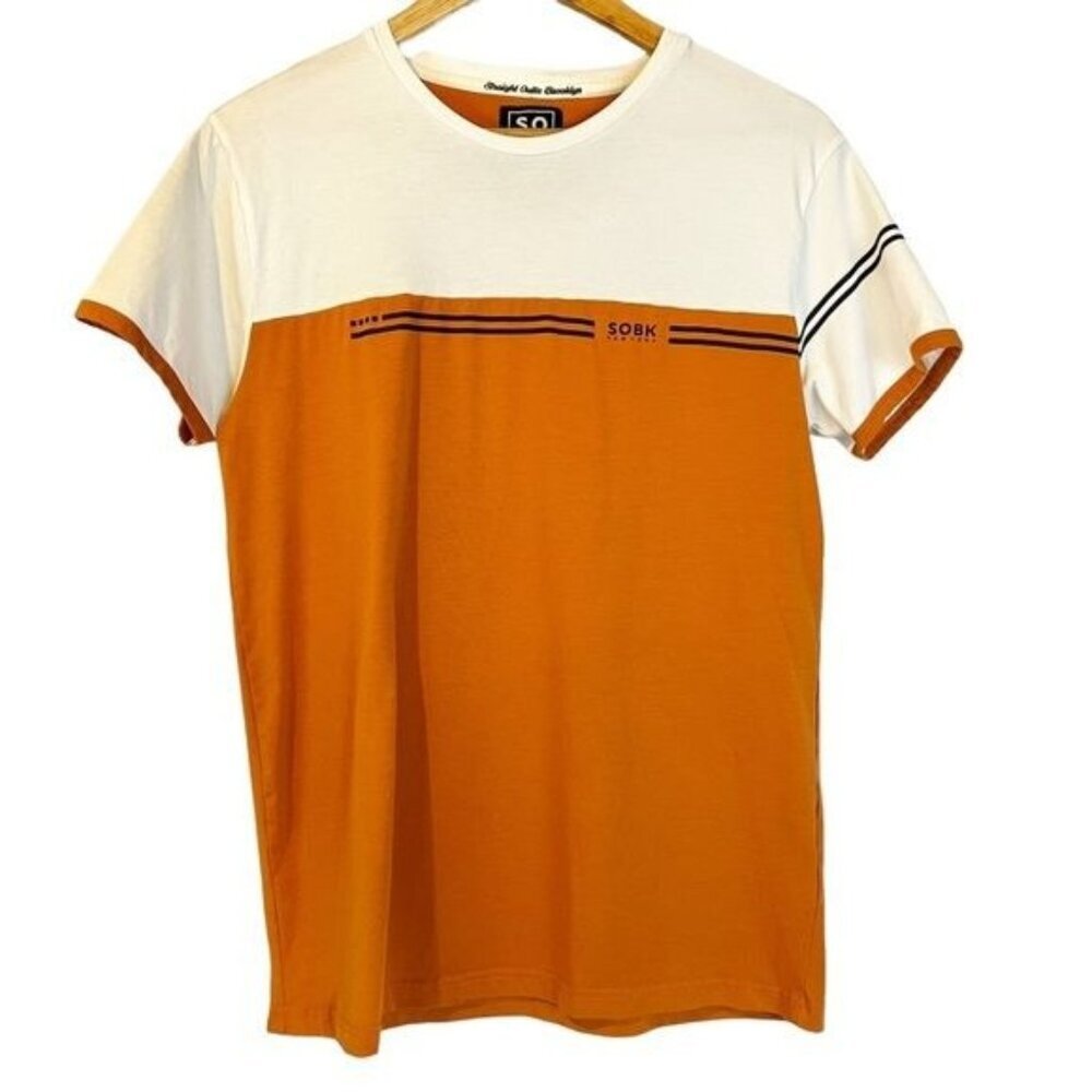 Straight Outta Brooklyn Men’s Supreme Cotton‎ Orange White T-Shirt M Streetwear